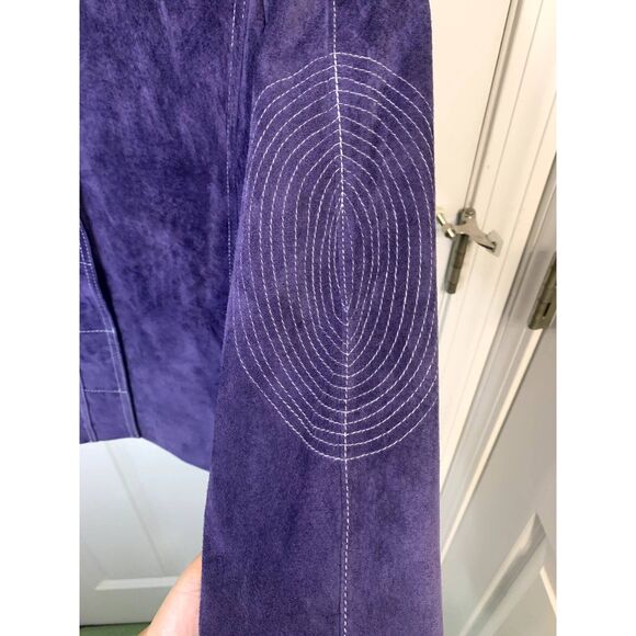 Terry Lewis Classic Luxuries Purple Leather Suede Jacket Size 14 NWT - Picture 9 of 9